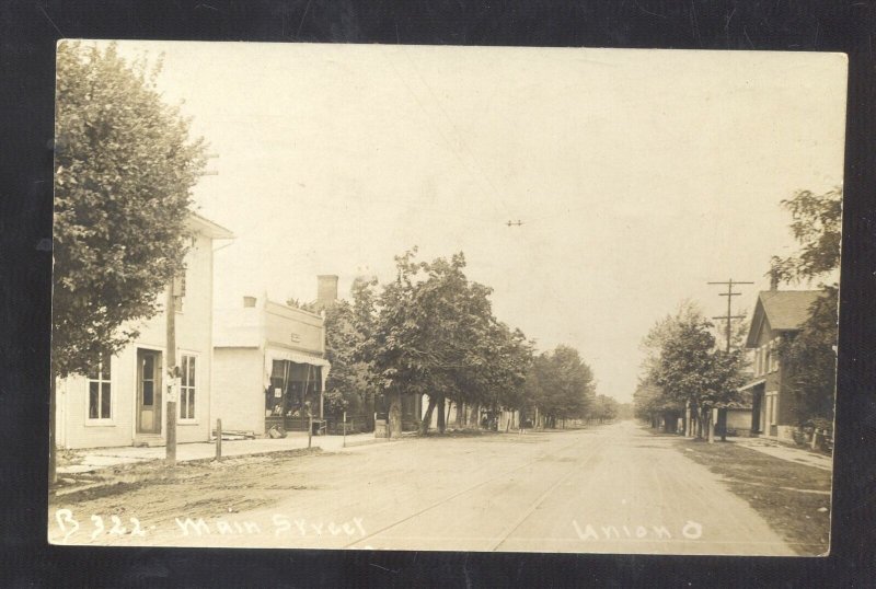 RPPC UNION OHIO DOWNTOWN MAIN STREET SCENE VINTAGE REAL PHOTO POSTCARD