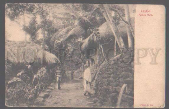 105157 CEYLON Native Huts Types Vintage PC