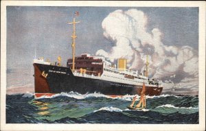 American South African Line Motorship Ship City of New York Vintage Postcard