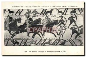 Old Postcard Tapestry of Queen Mathilde Bayeux Battle s & # 39engage