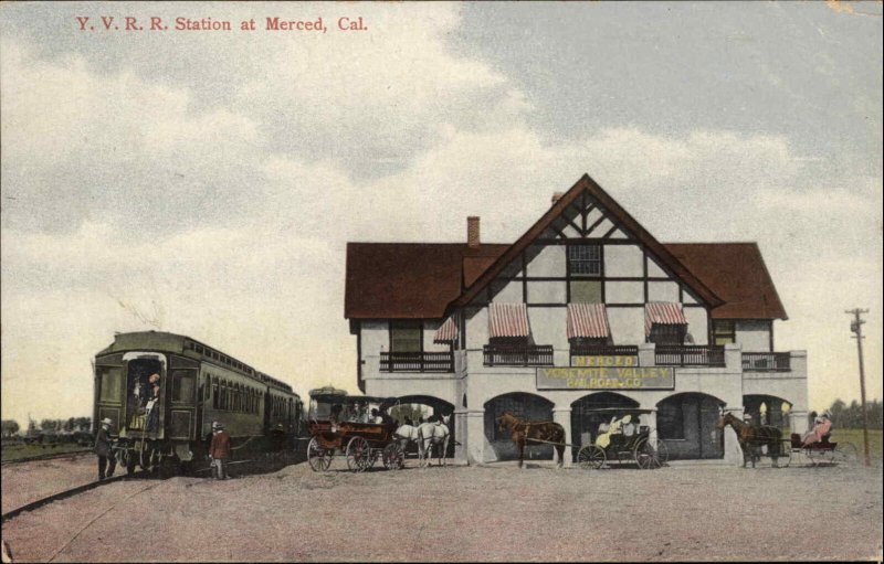 Merced California CA YV RR Train Station Depot c1910 Postcard