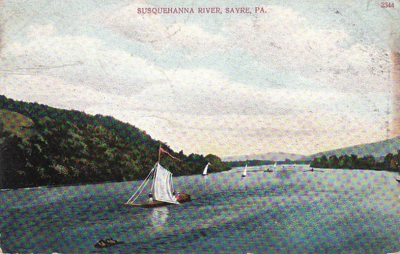 Postcard Susquehanna River Sayre PA