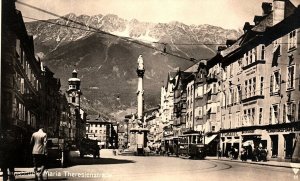 1930s AUSTRIA INNSBRUCK MARIA THERESIENSTRASSE STREET VIEW RPPC POSTCARD P175