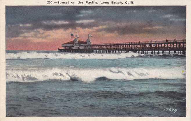 Sunset on the Pacific at Long Beach CA, California - WB