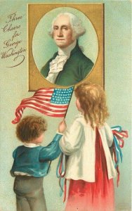 C-190 George Washington Patriotic Children artist impression Postcard 22-3029