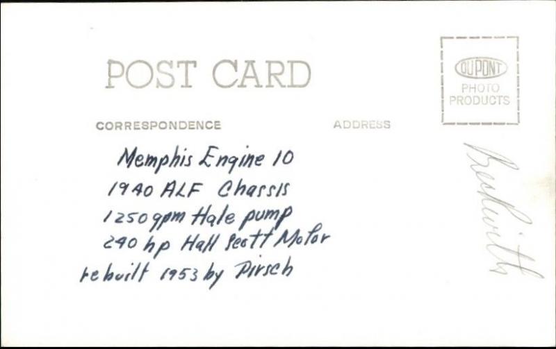 Memphis TN Fire Engine Bluff City Warehouse c1950 Real Photo Postcard