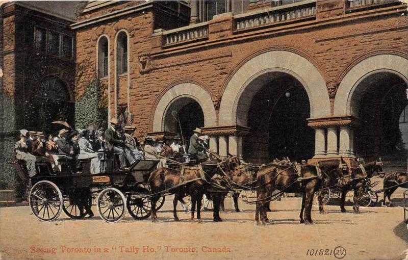 1451 Toronto Seeing Toronto in a Tally Ho Tourist Bus Horse drawn