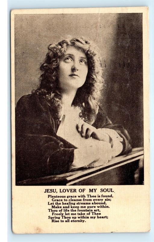 1908 Bamforth Song Jesu Lover of My Soul Religious Vintage Postcard A70