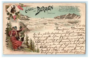 1901 Gruss Aus Bergen Interlaken Germany Antique Posted Postcard 