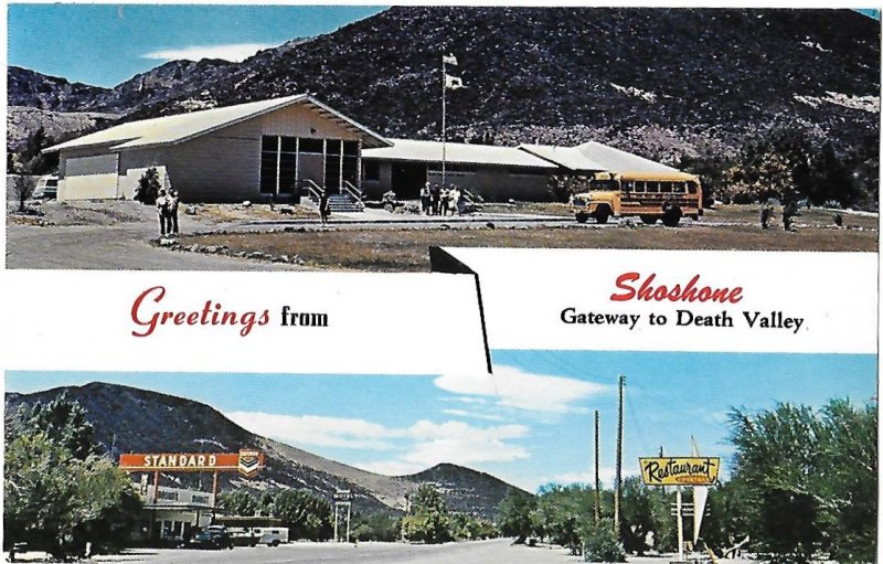 Greetings from Shoshone Gateway to Death Valley California Split View