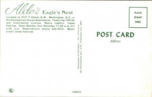 Aldies Eagles Nest  RESTAURANT SCENE Washington DC Postcard AD ART