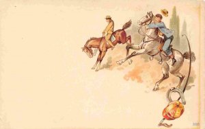 Horsing Around Jockeys Horse Racing 1905c German postcard