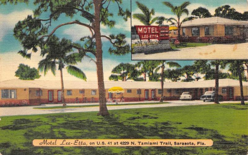 SARASOTA, FL Florida   MOTEL LEE-ETTA  U.S. 41   ROADSIDE c1950's Linen Postcard