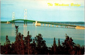 Mackinac Bridge Staights Michigan MI Peninsulas Postcard UNP VTG LL Cook Unused 
