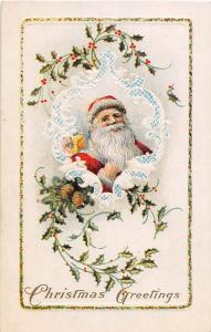 E38/ Santa Claus Merry Christmas Holiday Postcard 1915 Fancy SMile 16