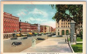 c1940s Concord, NH Main Street South Black Torpedo Cars Chevy Ford Buick PC A177