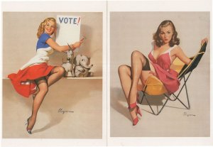 Sunbathing Election Poster 1950s Upskirt 2x Sexy Glamour Postcard s