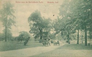 Indiana Muncie Driveway McCullough Park Automobile Postcard 22-7032