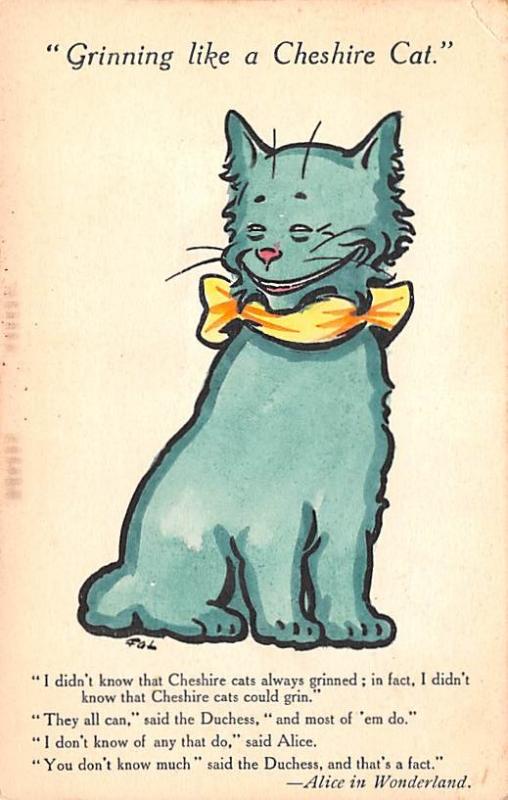 Artist Signed Damaged Cheshire Cat, Alice in Wonderland, Hand Coloured Series...