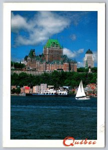Ferry, Sailboat, St Lawrence River, Chateau Frontenac Quebec City, 2005 Postcard