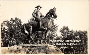 H85/ Minot North Dakota RPPC Postcard c1930s Roosevelt Monument 215