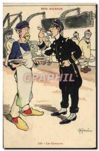 Postcard Old Sailors Illustrator Gervese Boat War Censorship