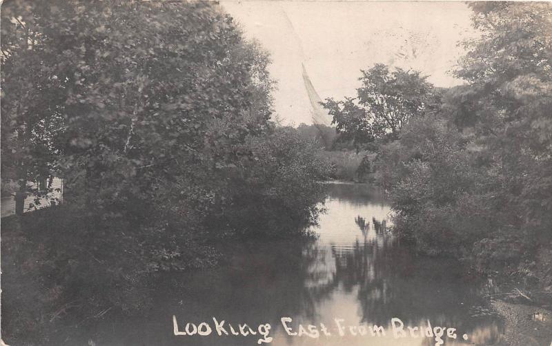 D25/ Ghent Ohio Real Photo RPPC Postcard 1910 Looking East from Bridge