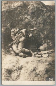 WWI ERA SOLDIER'S DEAD BODY ANTIQUE REAL PHOTO POSTCARD RPPC