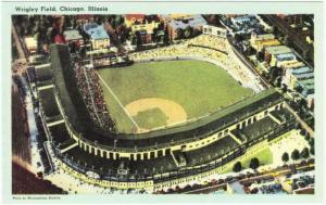 Chicago Wrigley Field in the 1940s Baseball Game Repro Postcard