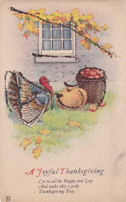 A Joyful Thanksgiving - Turkey in Fall Setting - DB - 1923