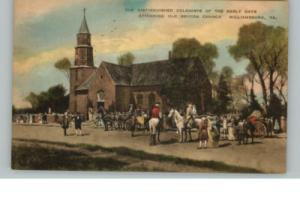 Williamsburg VA Colonists at Church Postcard