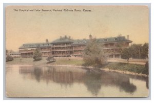 Postcard The Hospital And Lake Jeanette National Military Home Kansas