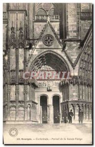 Old Postcard Bourges Cathedral Lady Portal