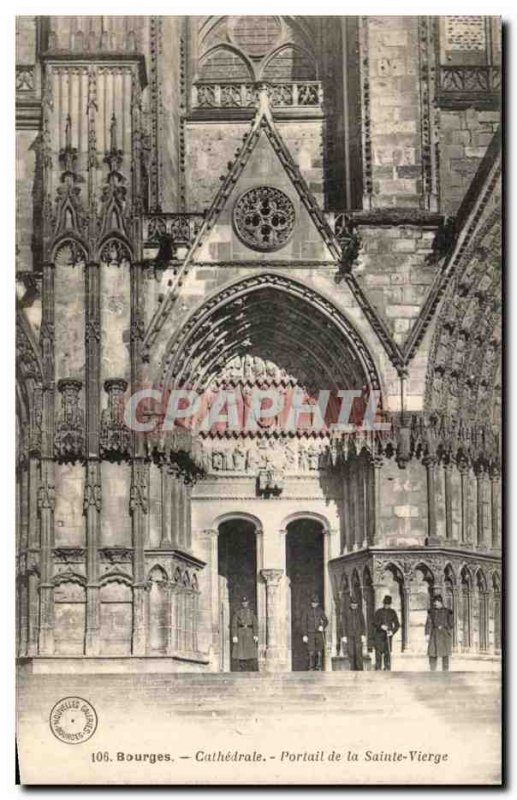 Old Postcard Bourges Cathedral Lady Portal