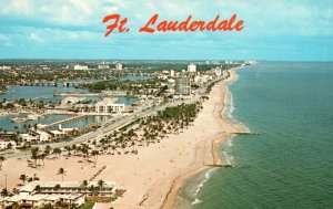 Vintage Postcard Airview Venice of America Bahia Mar Fort Lauderdale Florida FL