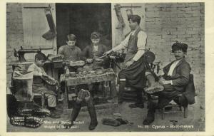 cyprus, Native Boot-Makers at Work (1930s)