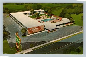 Venice Florida, Bird's Eye, Holiday Inn Marque Pool Advertising, Chrome Postcard 