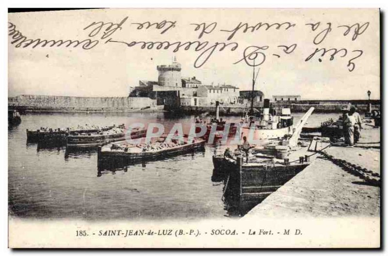 Old Postcard Saint Jean de Luz (B P) Socoa Fort Boat