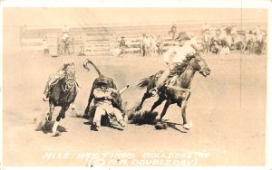 Montana Mike Hastings Bulldogging Horses Real Photo Postcard