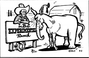 Postcard Political Humor LBJ Experimental Ranch by M. Lee