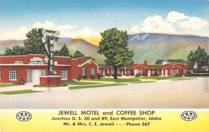 Jewell Motel and Coffee Shop  East Montpelier  idaho L3046 Antique Postcard