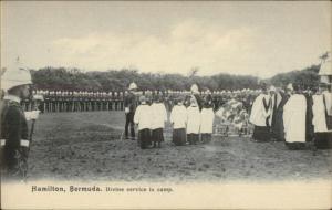 Hamilton Bermuda Divince Service in Camp c1905 Postcard #2