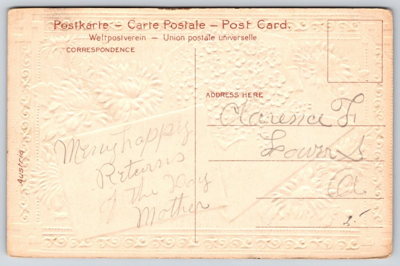 Greetings~Birthday~Envelope Filled with Flowers~1909 Postcard