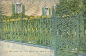 New Orleans, LA 915 Royal St Corn Fence, Lithograph, Unused Postcard