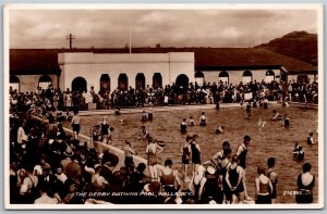 Vtg Wallasey England The Derby Bathing Pool 1940s RPPC Real Photo Postcard
