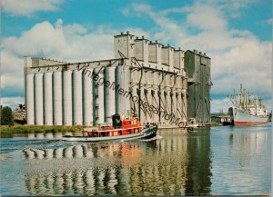 Freighters Come Up the Kama River Thunder Bay Ontario Canada Postcard PC359