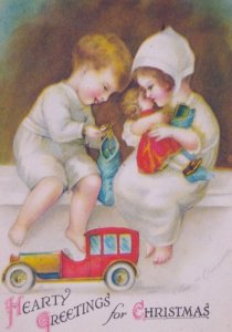 1920s Ellen Clappsadle Children Doll Antique Vintage Christmas Postcard