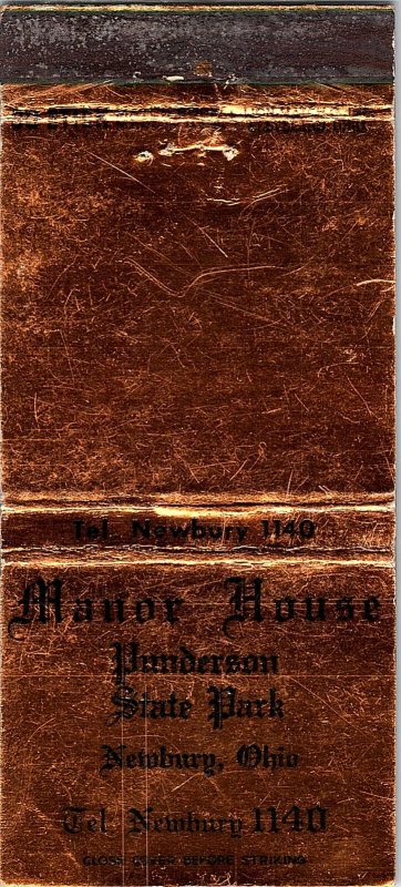 Manor House Punderson State Park Newbury Ohio Vintage Matchbook Cover #2