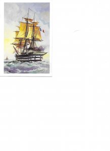 Ships. Image of large sailboats in history Modern Spanish artist drawn postcar