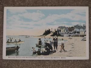 Bathing Beach & Wessagusett Bluff, North Weymouth, Mass., unused vintage card